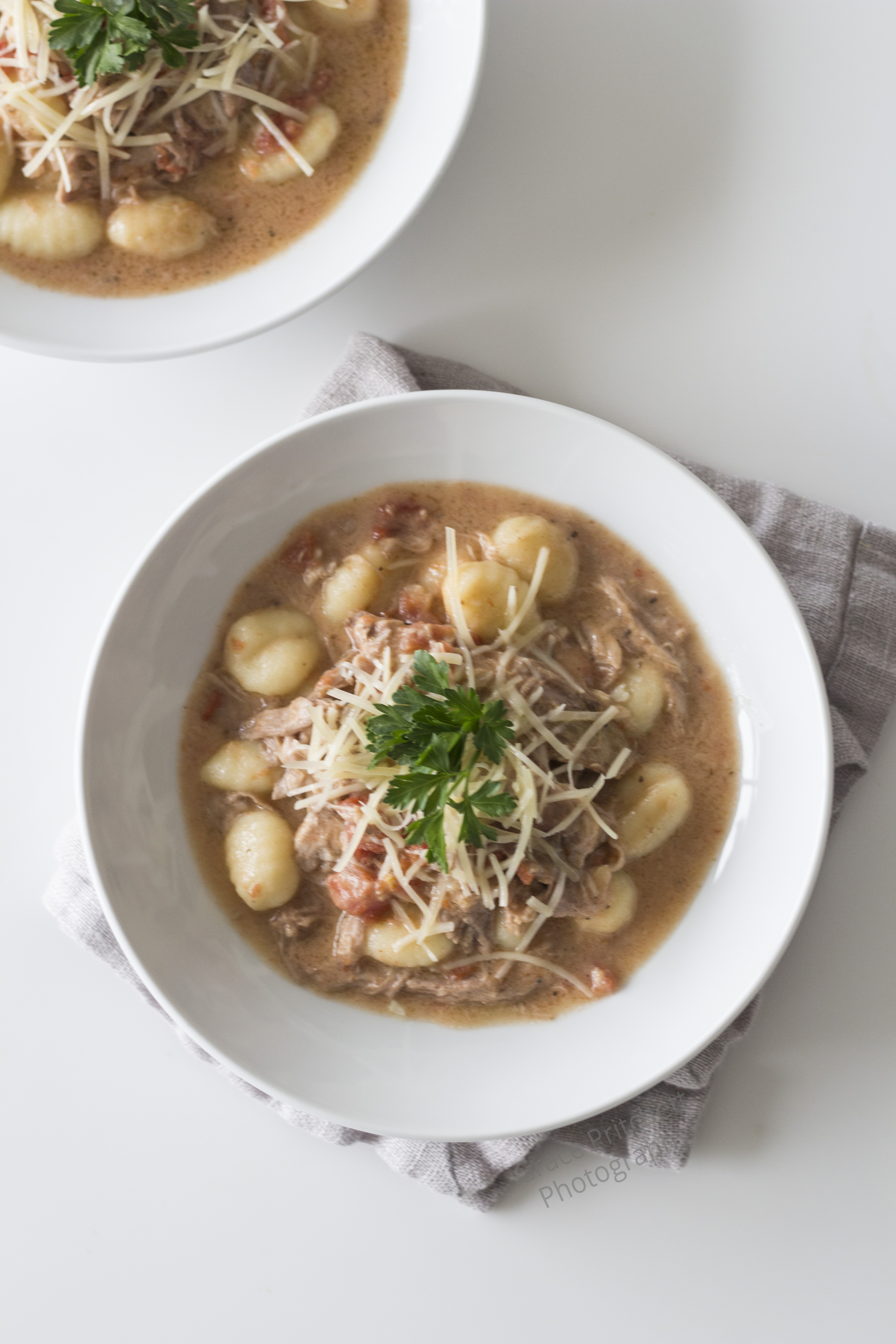 pulled pork gnocchi garnish