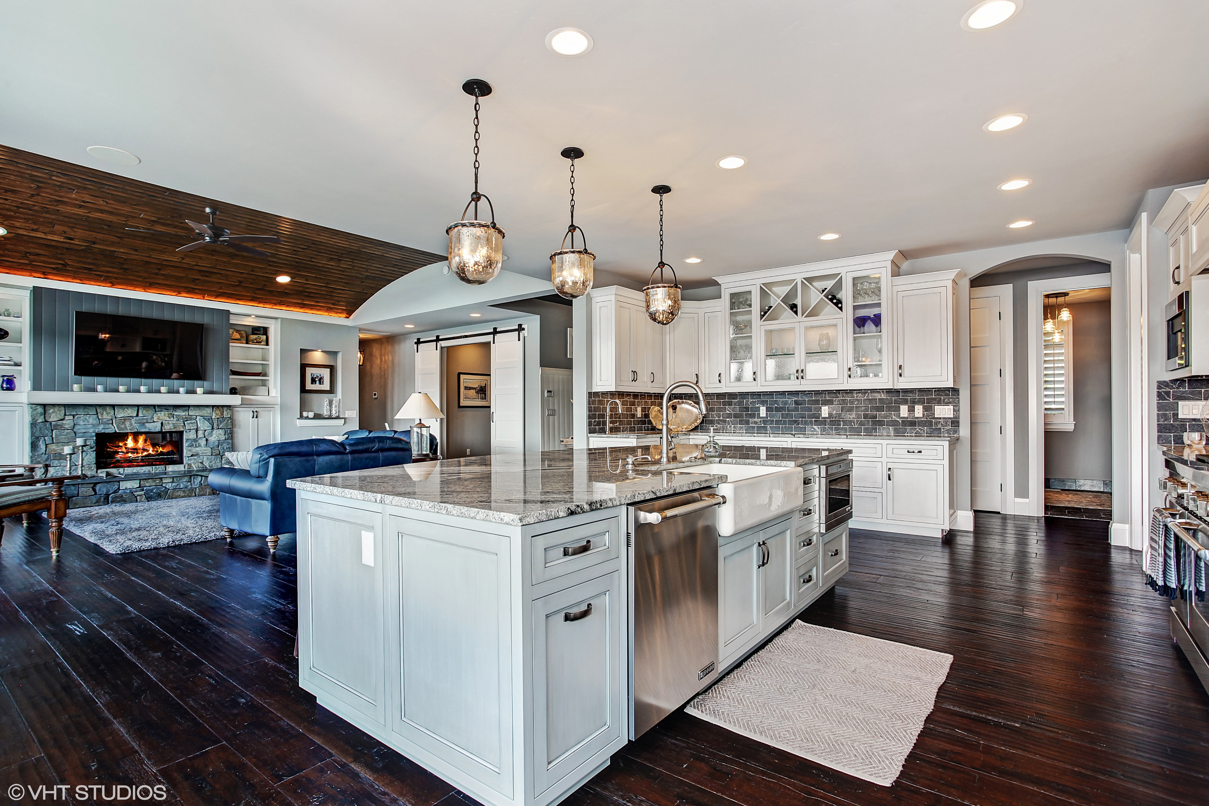 open plan kitchen with island